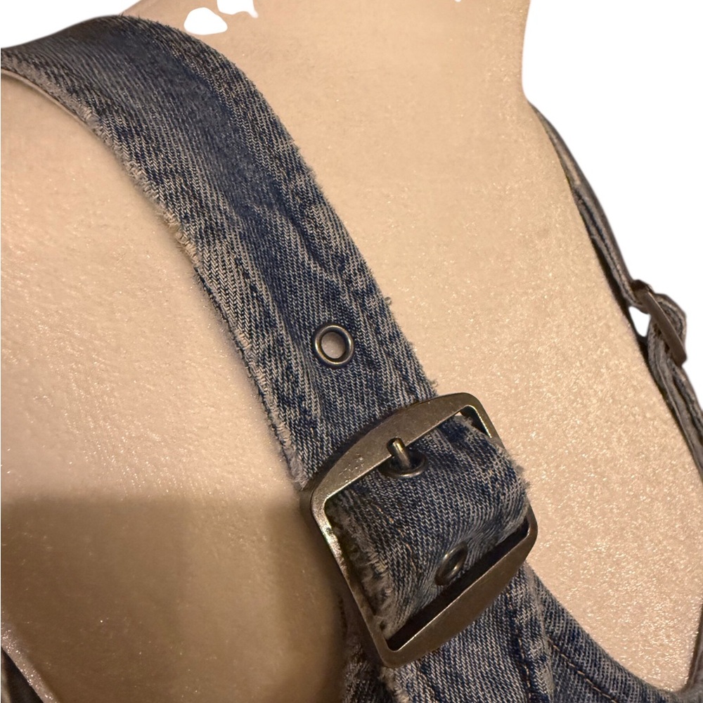 Levi’s Denim Pinafore Dress Large Sleeveless Buckle Strap Jumper Overall Dress - Picture 11 of 15